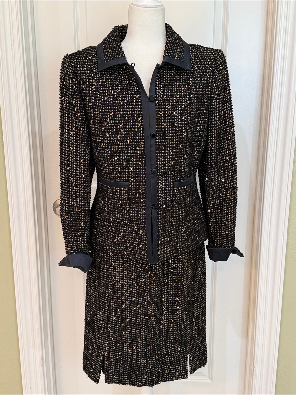 Vintage Doncaster Black Tweed Women's Evening Jacket & Skirt Set